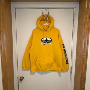 Vintage No Fear Hoodie Mens Large Yellow Skate Grunge Surf Spell Out Pullover
